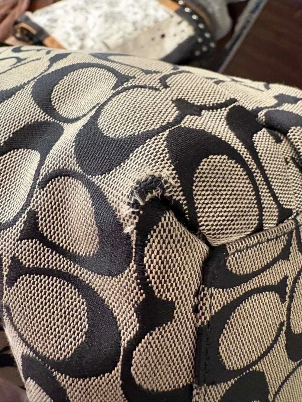 Coach Signature Jacquard Hobo in Black and Grey Y2K